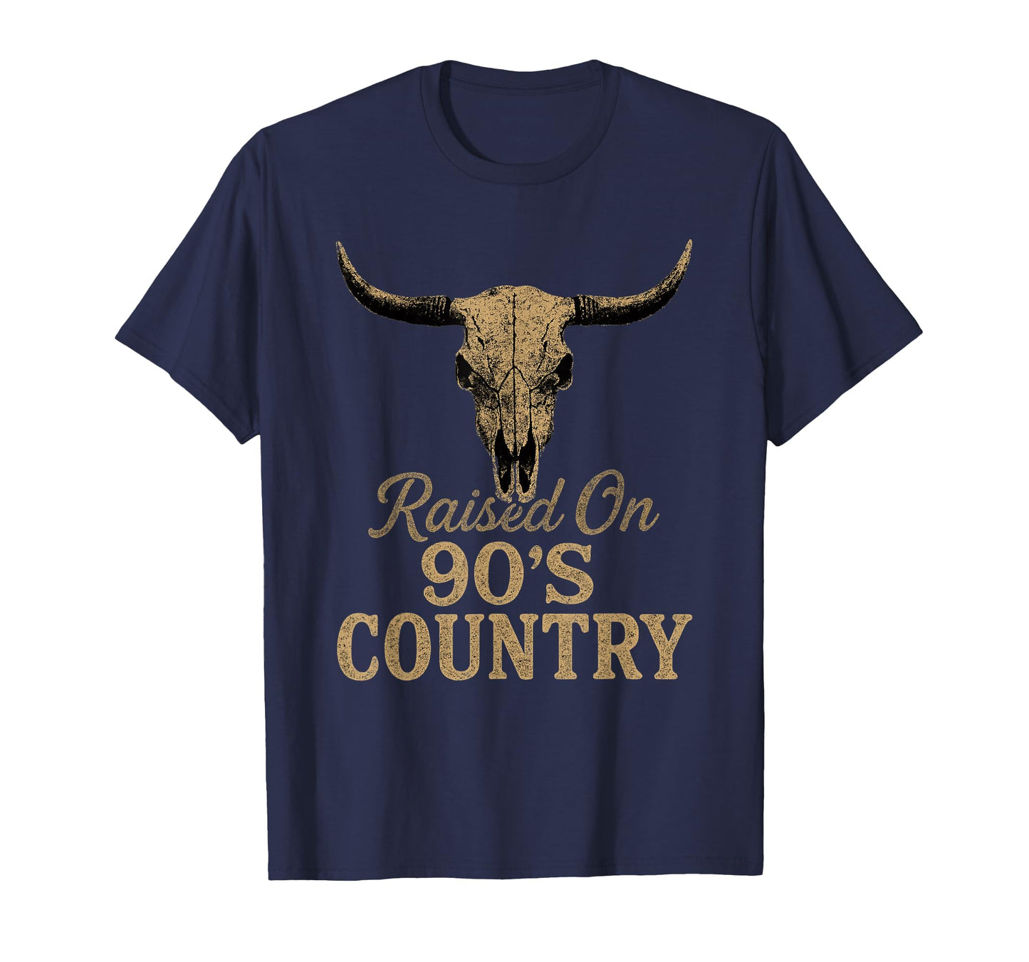 Vintage Western Bull Skull Raised On 90's Country T-Shirt