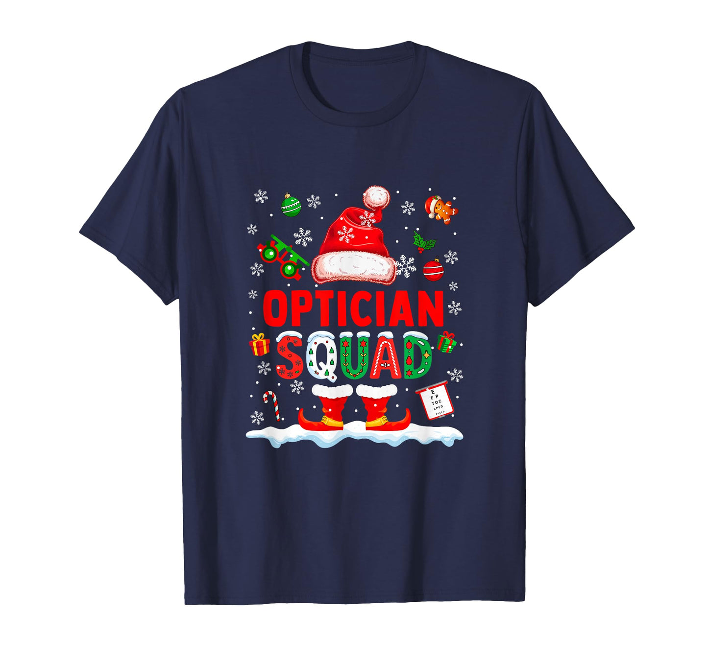 Optician Squad Men Job Christmas Santa Costume Bow Tie T-Shirt