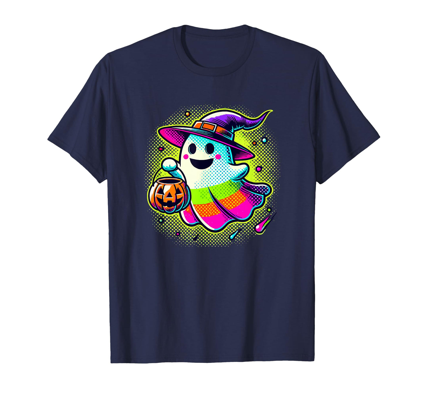 Paint Art Halloween Trick Or Treat Witch Ghost T-Shirt