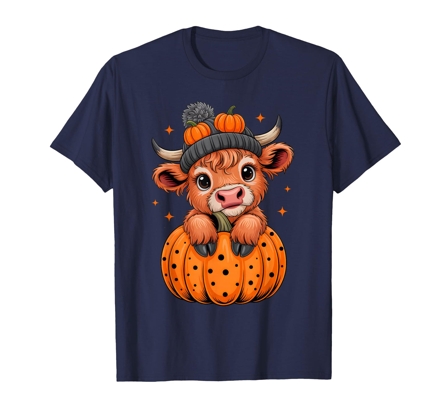 Highland Cow Pumpkin Autumn Halloween Costume Men Women Kids T-Shirt