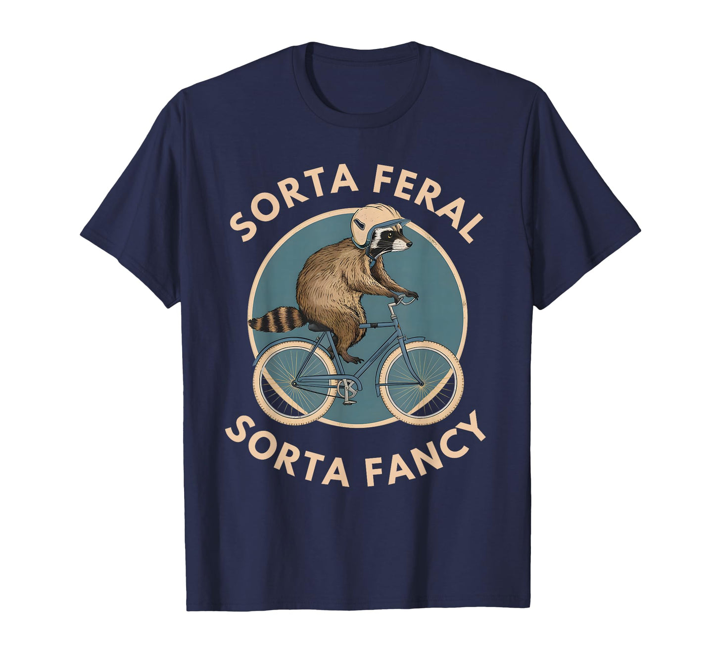 Raccoon Bicycle Riding Vintage Animal Funny Feral Cyclist T-Shirt