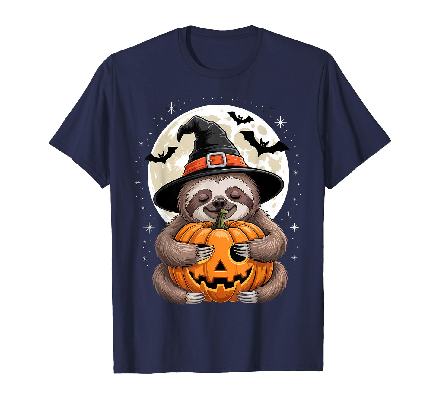 Halloween Sloth Witch Hat Pumpkin Spooky T-Shirt