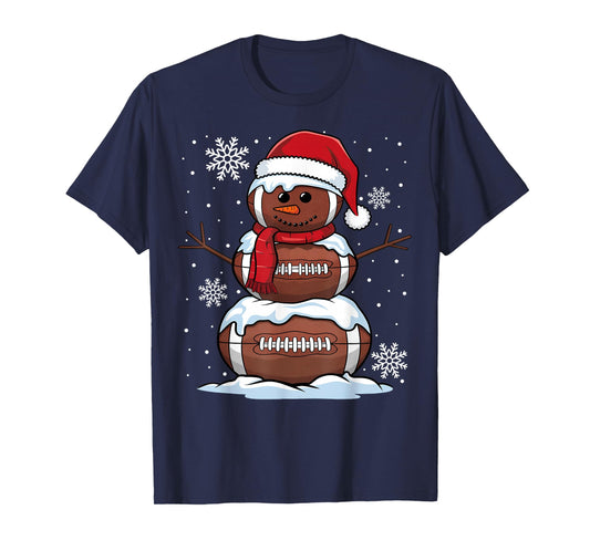 Merry Christmas Football Snowman Holiday Sports Xmas Pajamas T-Shirt