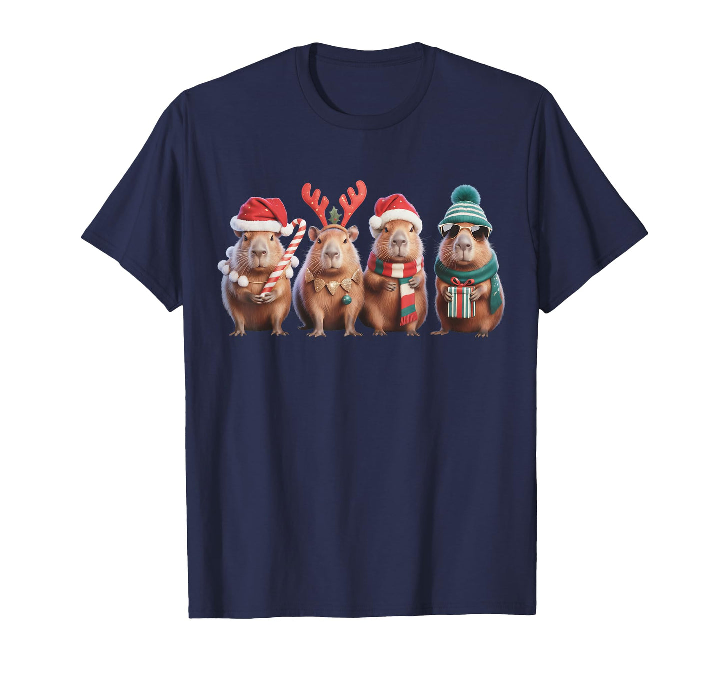 Christmas Lights Capybara Xmas Santa Capybara Men Women Kids T-Shirt