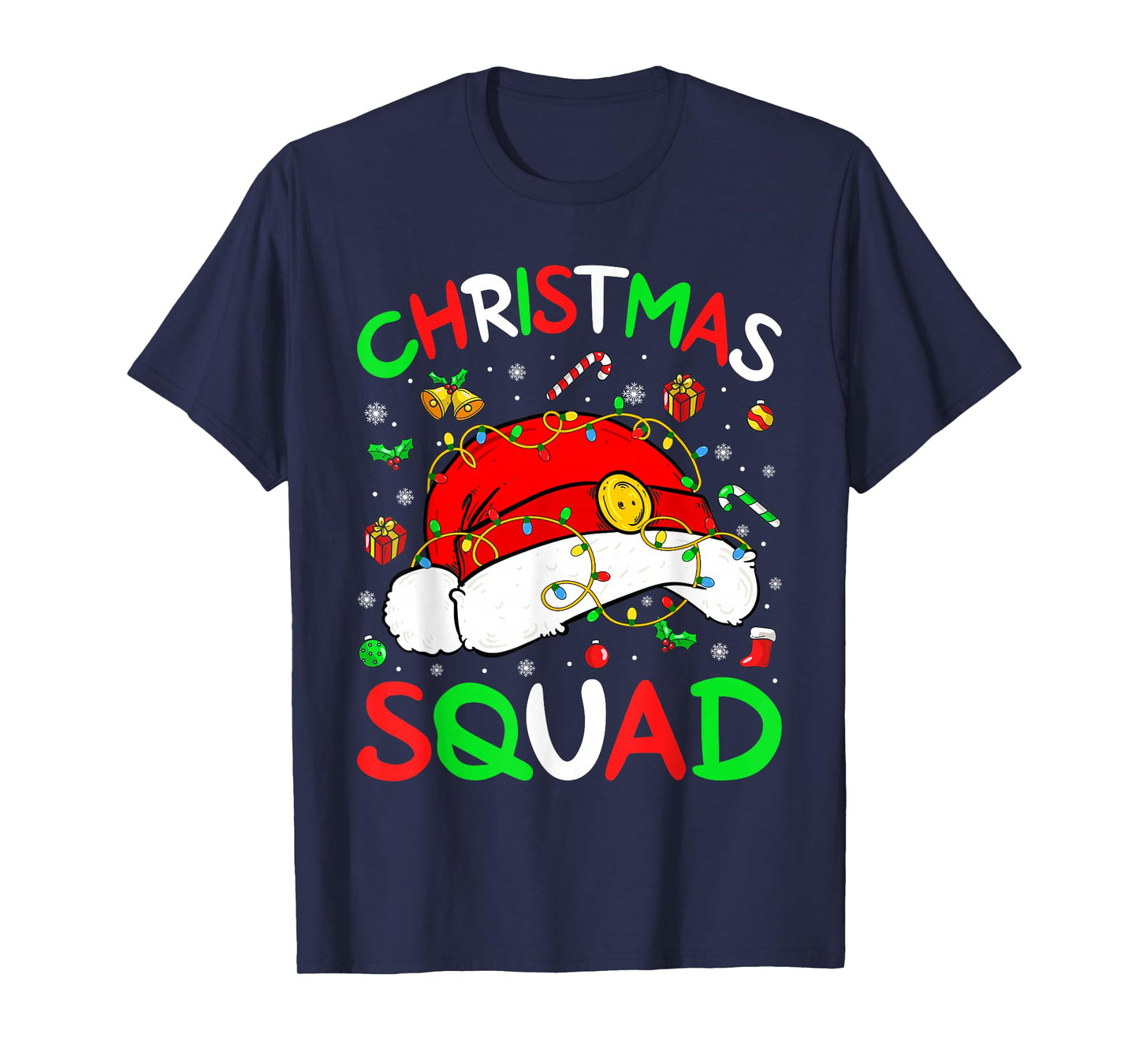 Christmas Squad Funny Xmas Santa Claus Light Family Matching T-Shirt