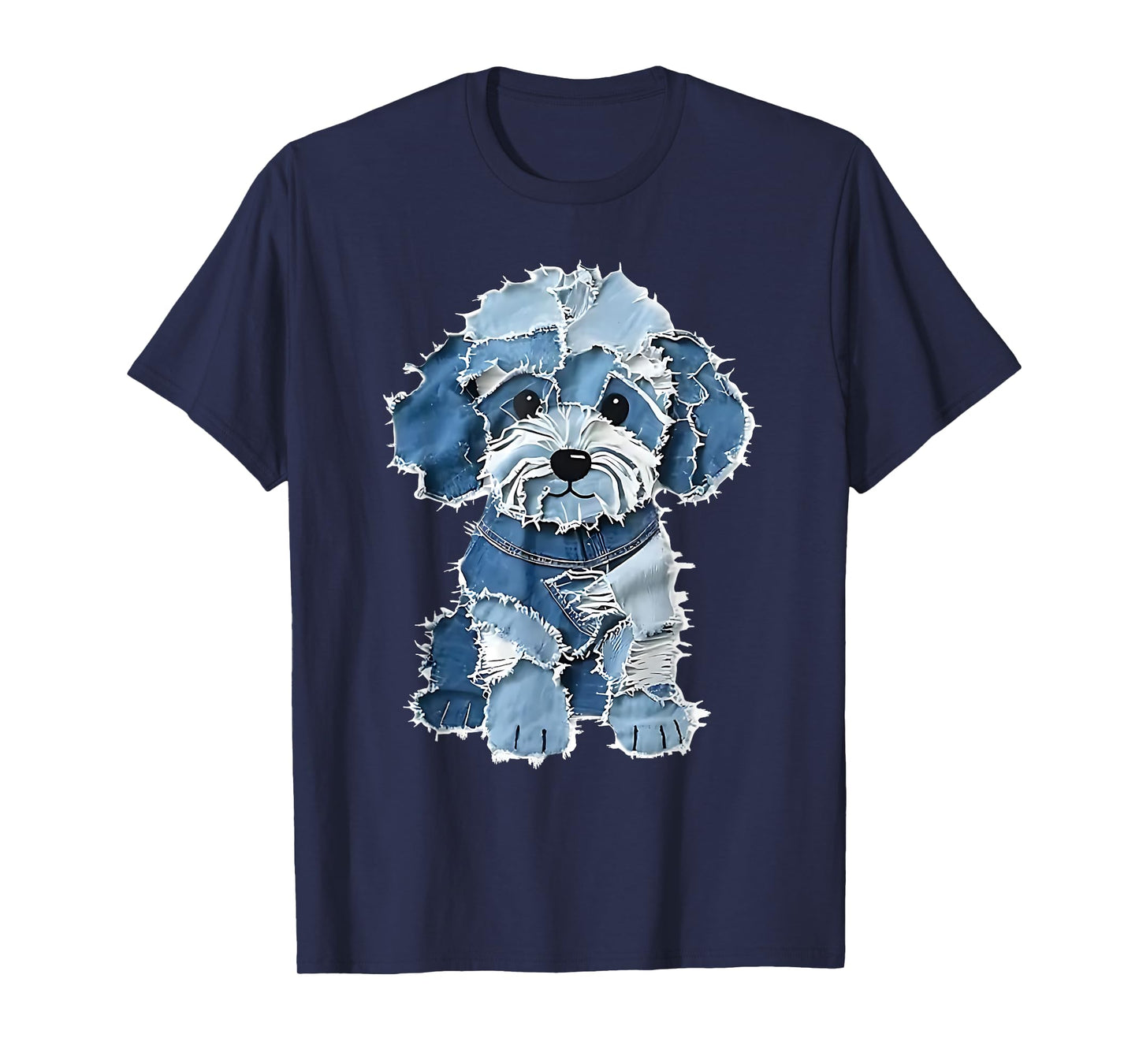 Retro Denim Dog Patch, Funny Shabby Blue Jean Puppy Women T-Shirt