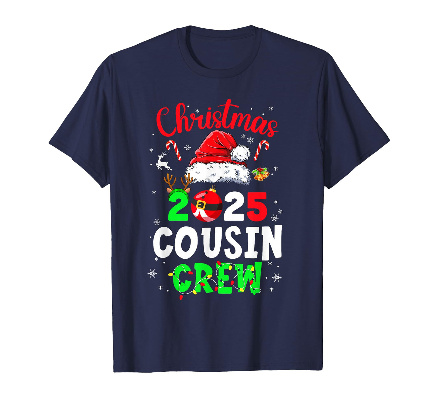 Christmas 2025 Cousin Crew Santa Hat for Men Women Kids T-Shirt