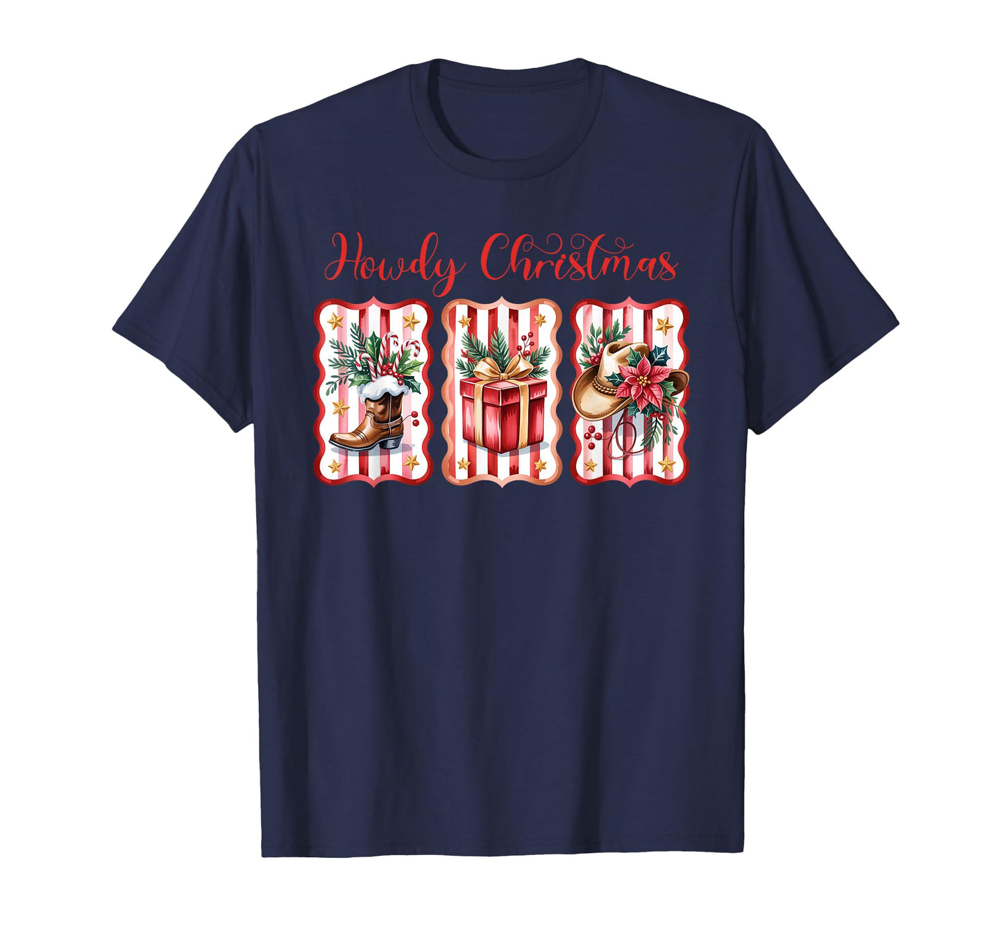 Howdy Christmas Western Coquette Bow Cowboy Cowgirl Santa T-Shirt