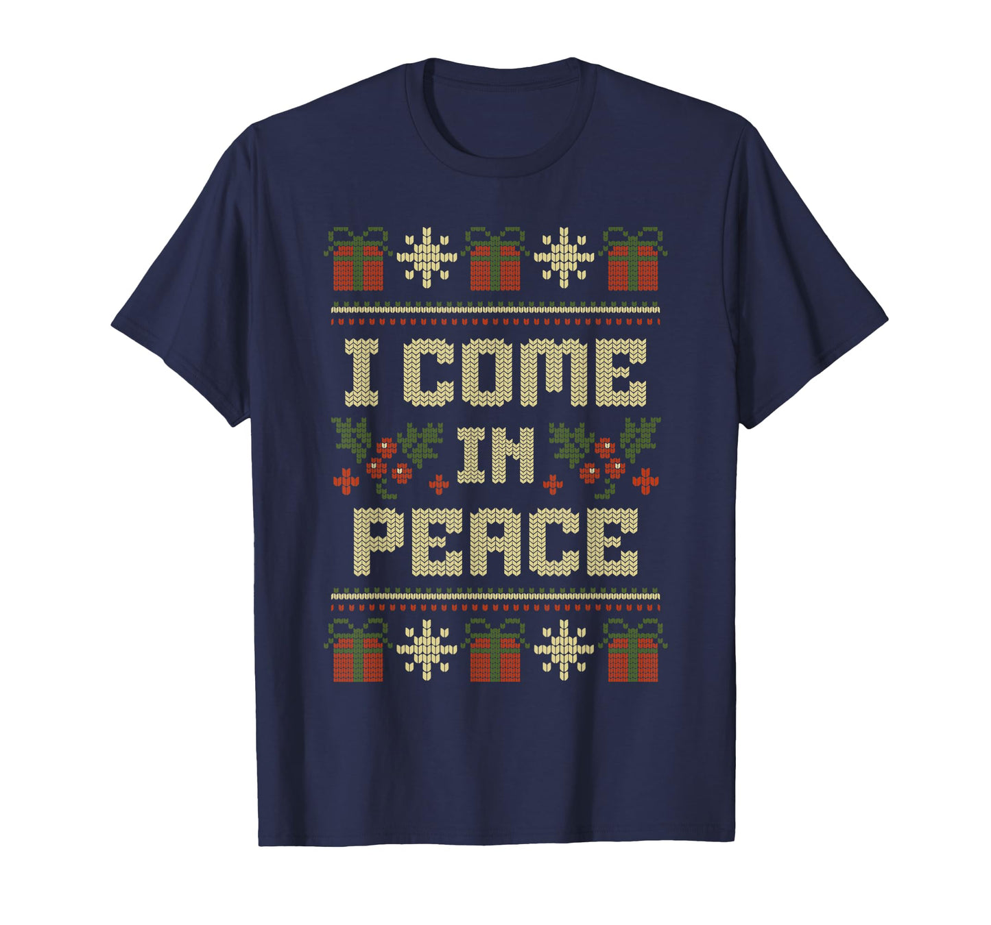 Funny Peace I Come in Peace Matching Couple Ugly Christmas T-Shirt