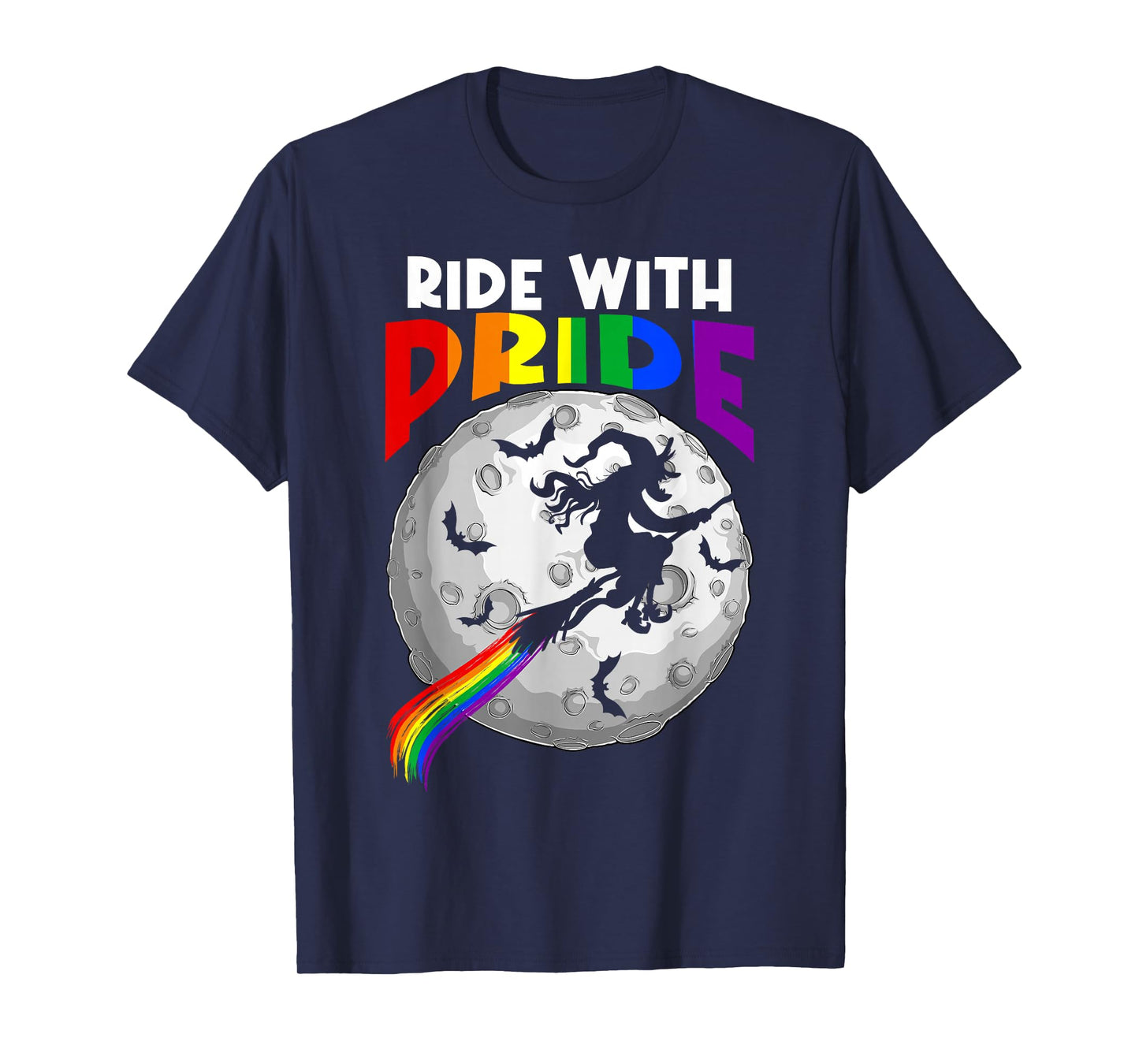 Ride with Pride LGBTQ Gay Lesbian Witch Halloween Costume T-Shirt