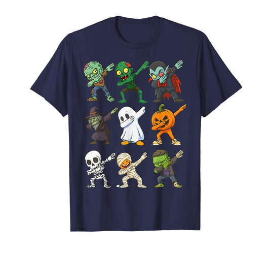 Dabbing Skeleton Zombie Pumpkin Mummy Vampire Halloween Boys T-Shirt
