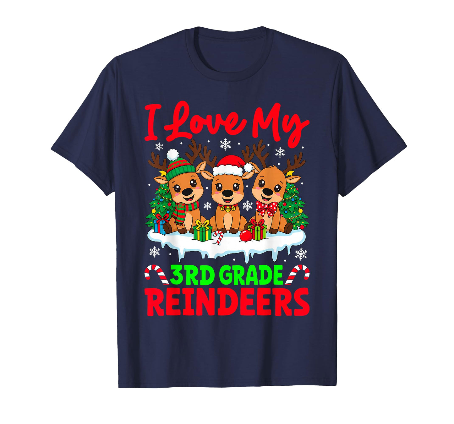 I Love My 3rd Grade Reindeers Three Reindeer Teacher Xmas T-Shirt