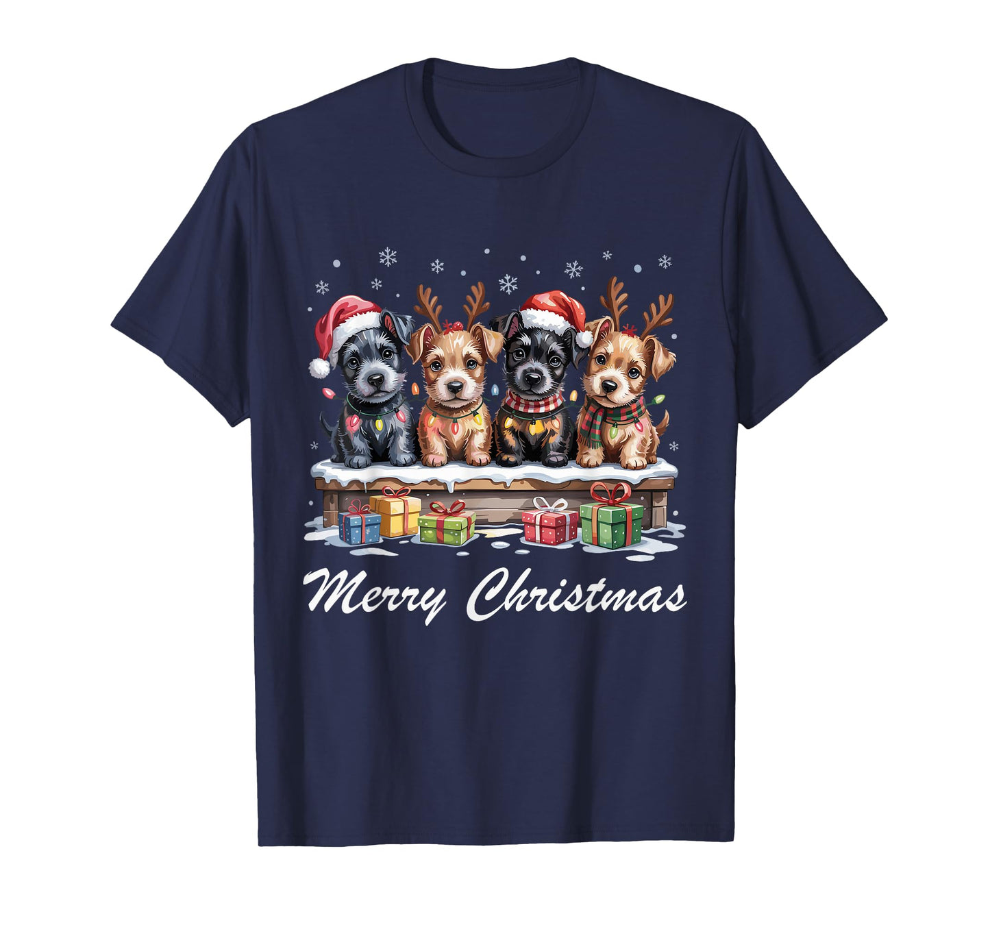 Scottish Terrier Merry Christmas Scottie Dog Lovers Holiday T-Shirt