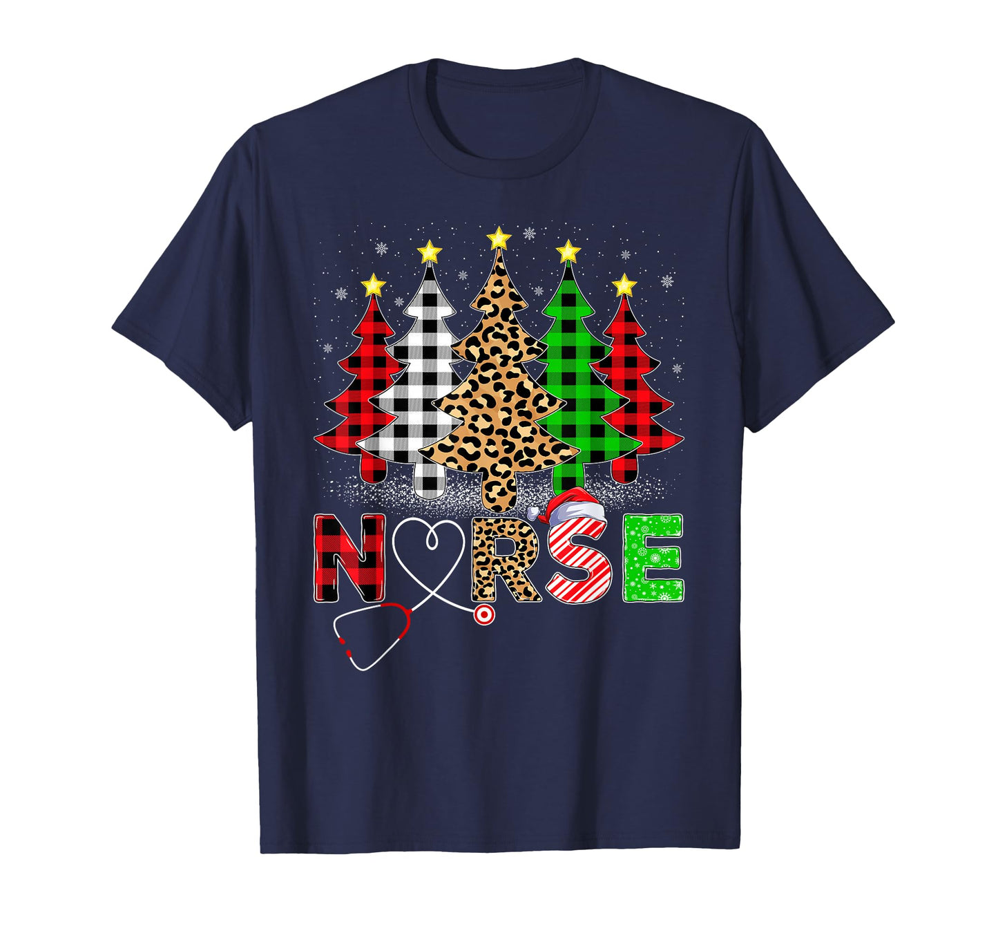 Nurse Christmas Pajamas Buffalo Plaid Xmas Tree Nursing T-Shirt