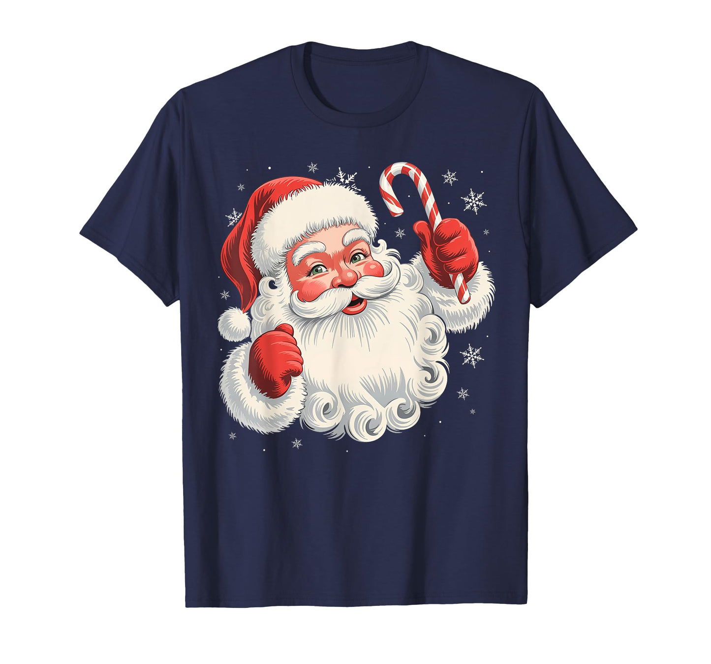 Vintage Santa Claus Merry Christmas Candy Cane Men Women Kid T-Shirt
