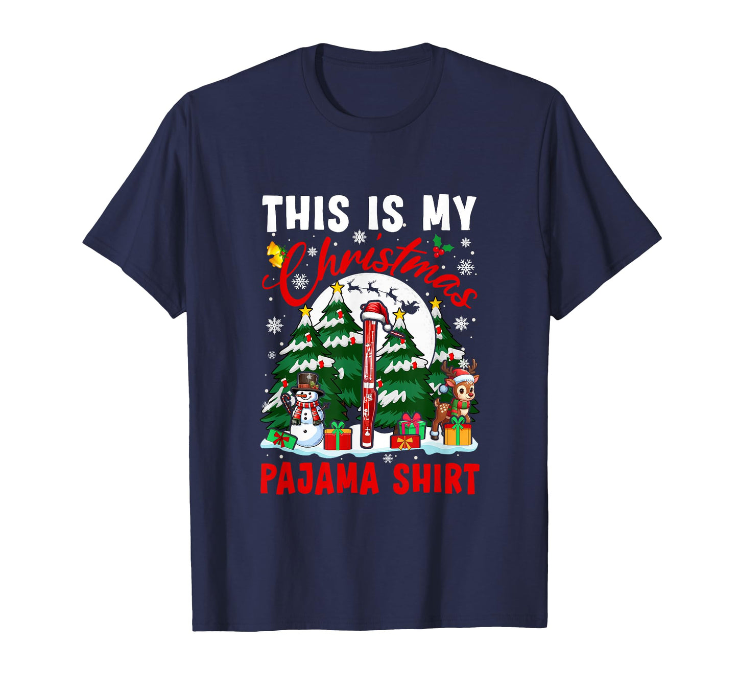 My Christmas Pajama Shirt Santa Bassoon Snowman Instrument T-Shirt