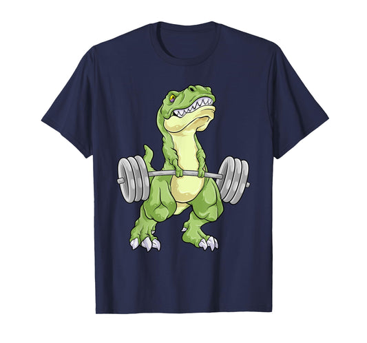 Dinosaur Gym Weightlifting T-Rex Fitness Workout Deadlift T-Shirt