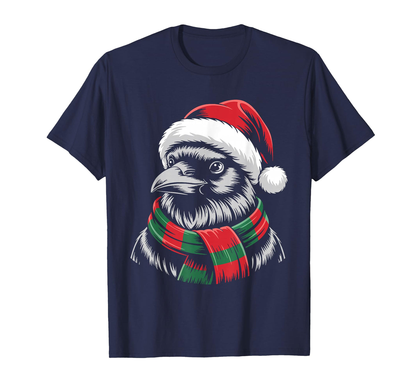 Raven Xmas Santa Hat Scarf Christmas Costume T-Shirt