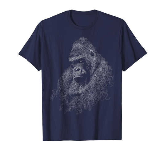 gorilla face scribble art head for lover Silverback animals T-Shirt