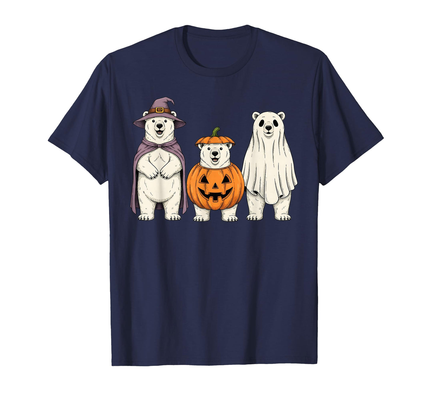 Spooky Ghost Polar Bear Lover Pumpkin Halloween T-Shirt