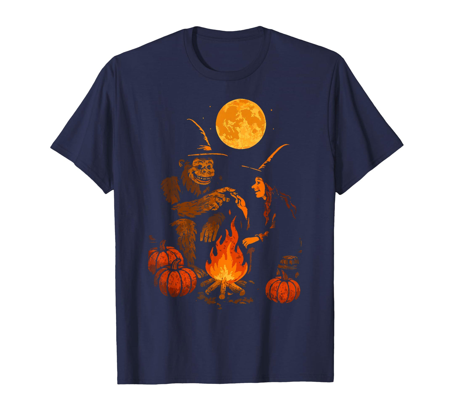 Funny Bigfoot Witch Campfire Sasquatch Halloween Costume T-Shirt