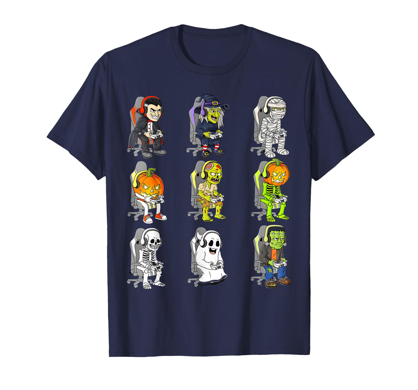 Halloween Skeleton Zombie Gaming Controllers Mummy Boys Kids T-Shirt