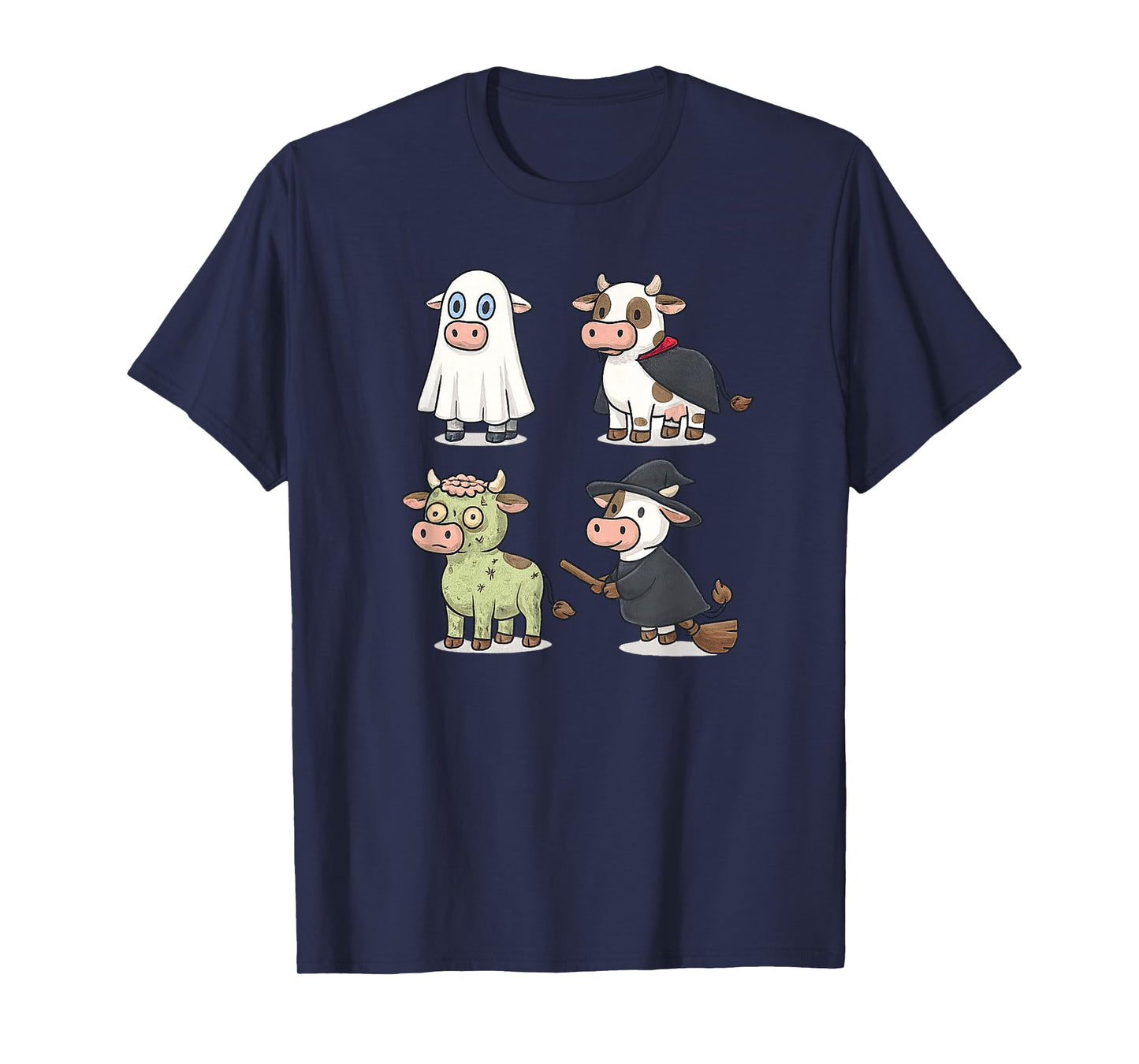 Cow Farm Animal Halloween Ghost Vampire Zombie Witch T-Shirt