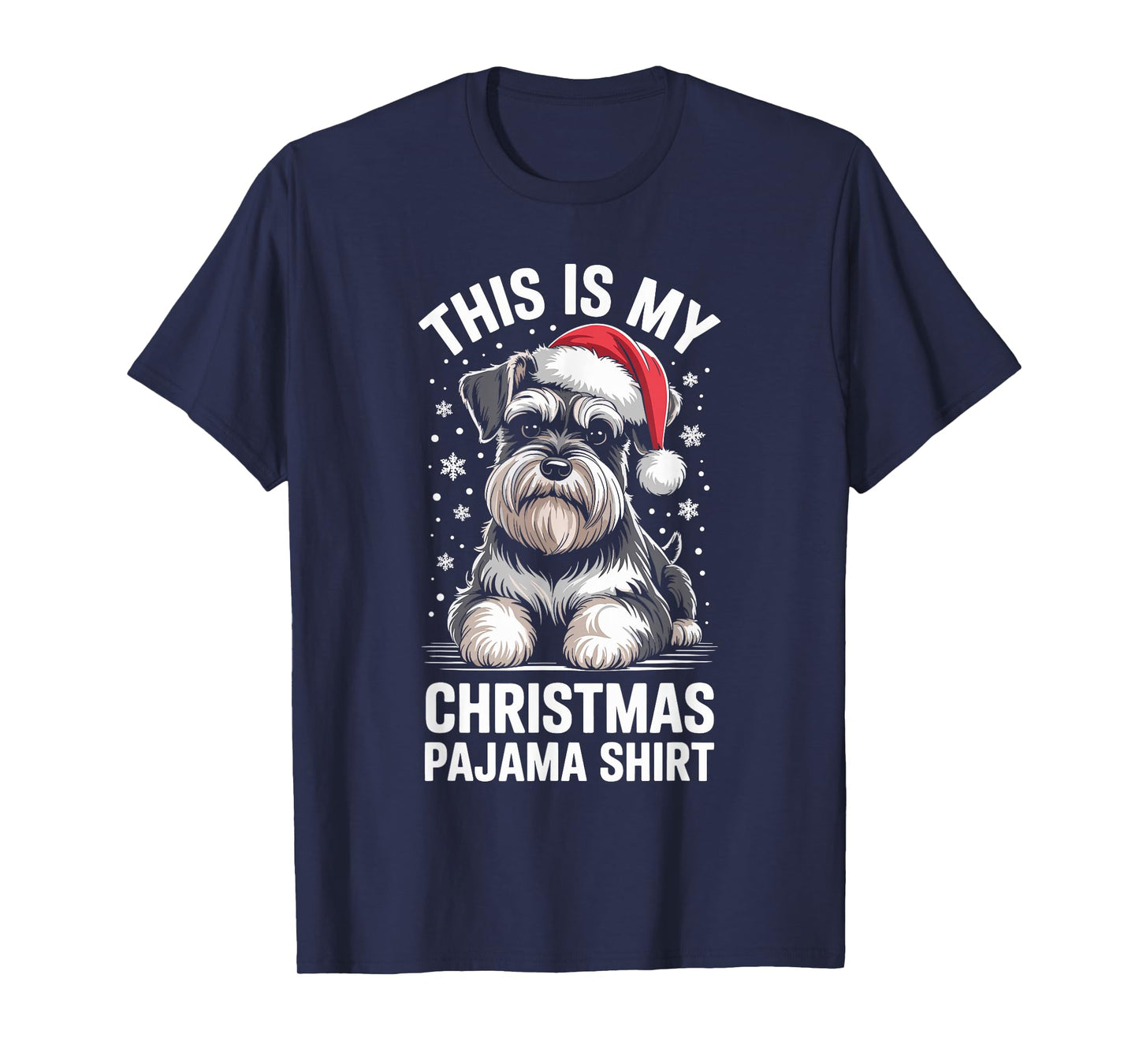 Funny Schnauzer Christmas Santa Hat Dog Lover Xmas T-Shirt