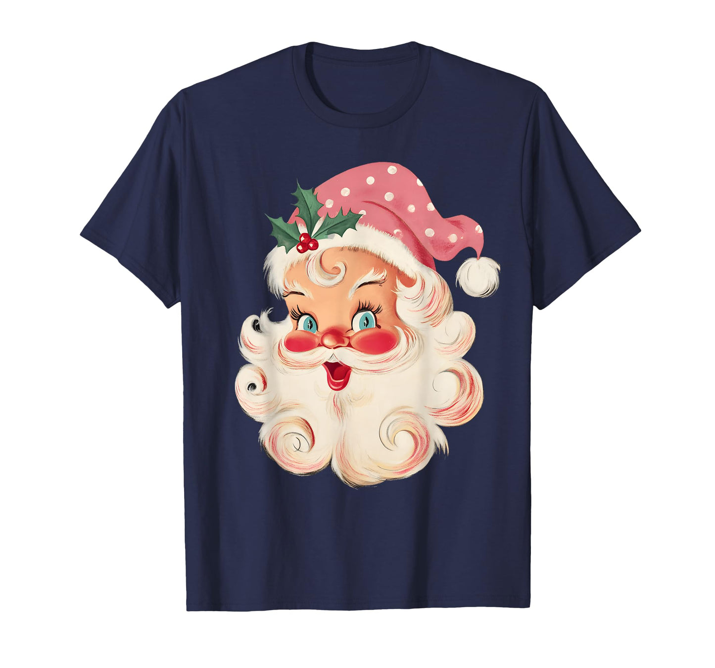 Vintage Retro Pink Santa Claus Christmas Xmas Men Women Kid T-Shirt