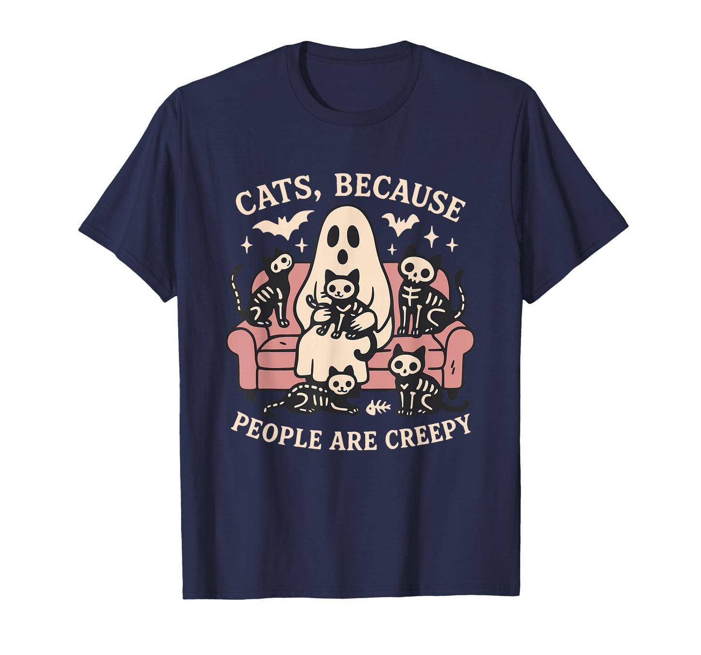 Cats Because People are Creepy Halloween Black Cat Mom Women T-Shirt
