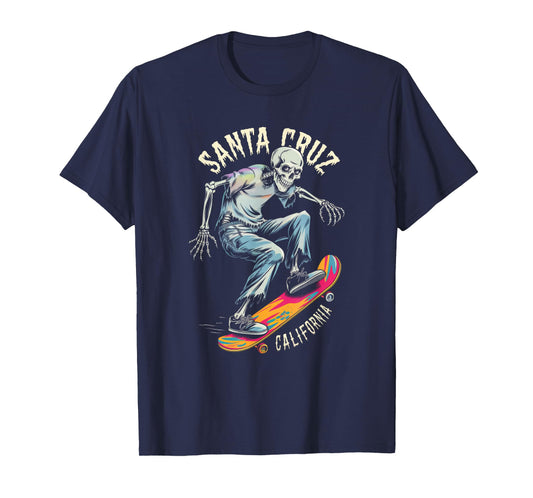 Vintage Santa Cruz California Skeleton Skateboarder Skater T-Shirt