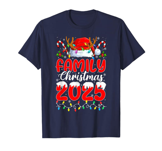 Family Christmas 2025 Xmas Lights Santa Candy Cane Holiday T-Shirt