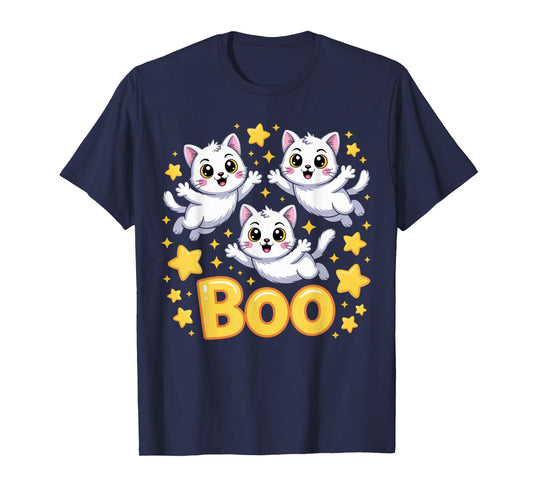 CAT Ghost Boo Cute Kitty Cats Lover Halloween Women Men T-Shirt