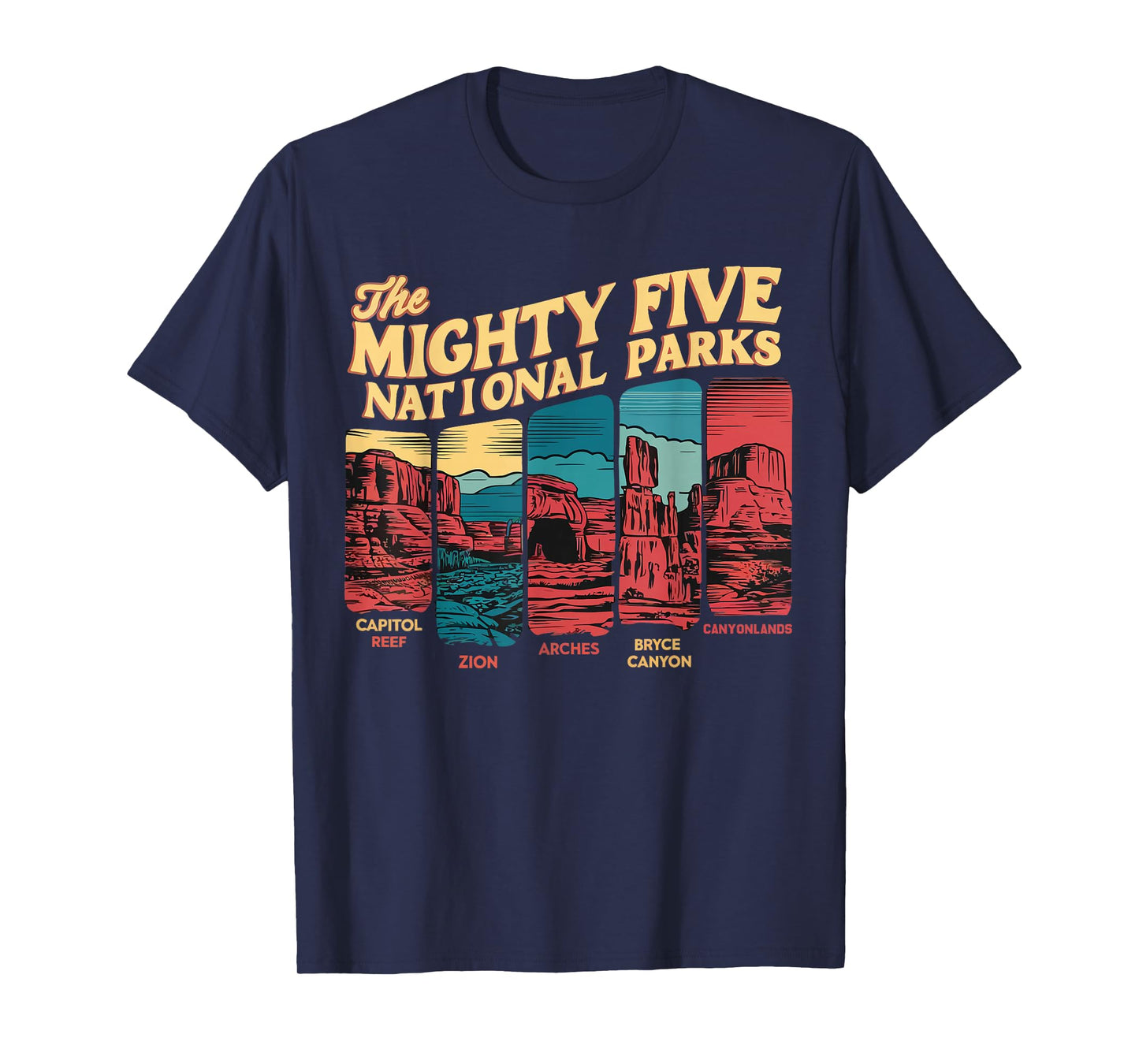 Mighty Five Big 5 National Parks Hiking Camping Vintage Utah T-Shirt