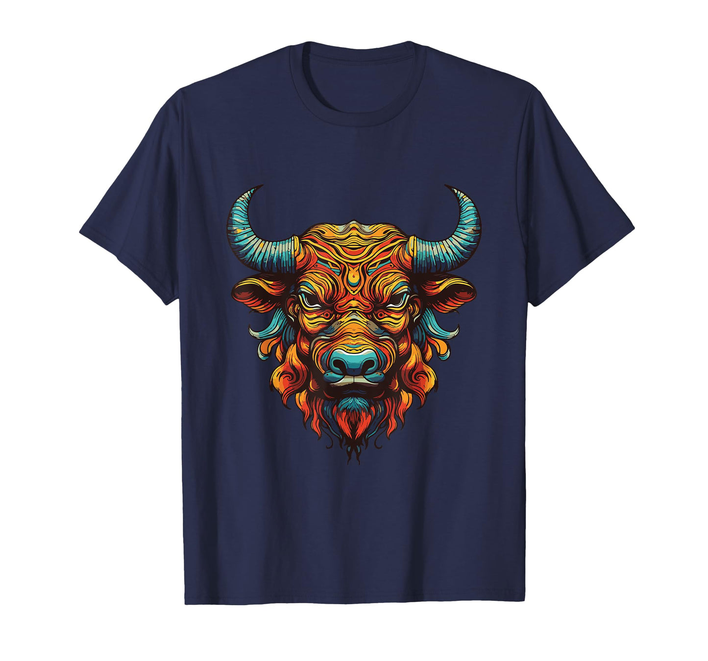 Bull Portrait Taurus | Animal Colorful Gym T-Shirt