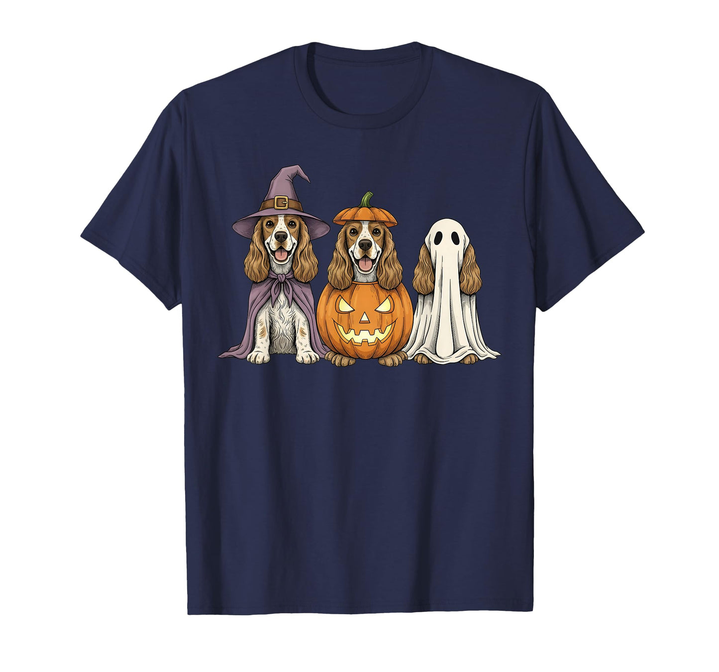 Spooky Ghost American Cocker Spaniel Pumpkin Halloween T-Shirt
