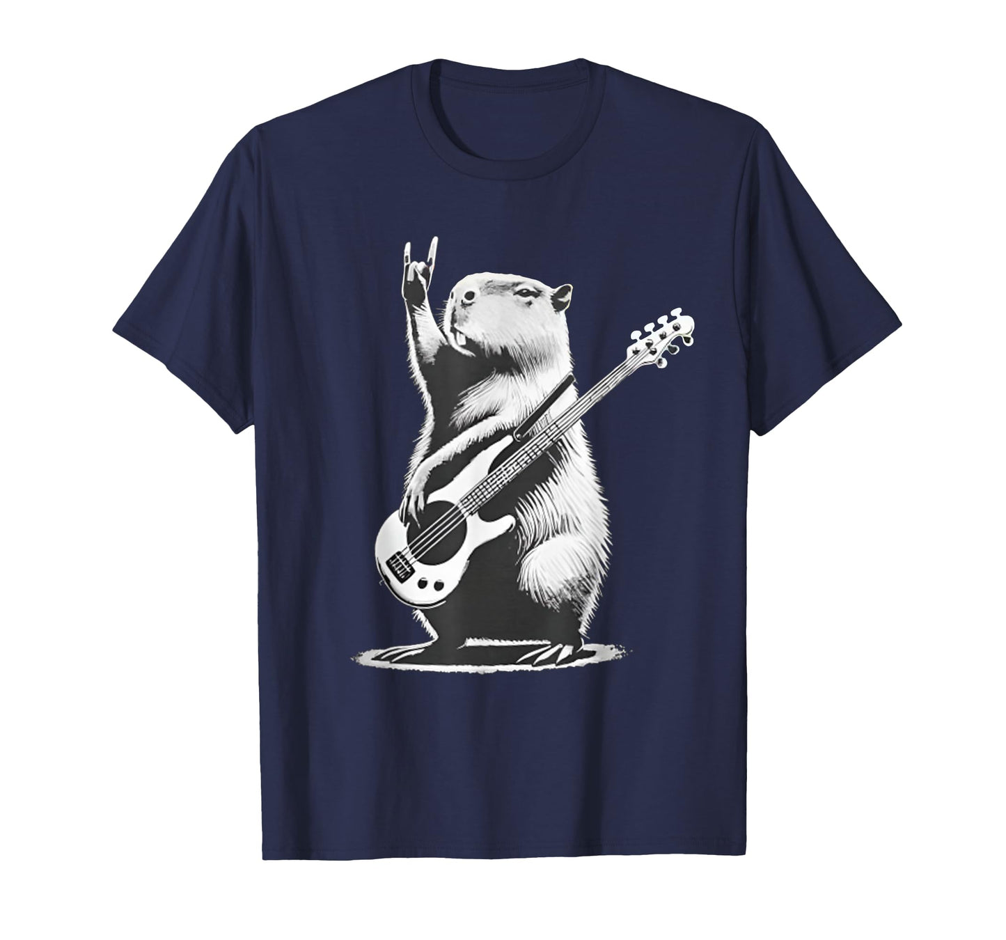 Vintage Capybara Playing Guitar Retro Capybara Rock Music T-Shirt
