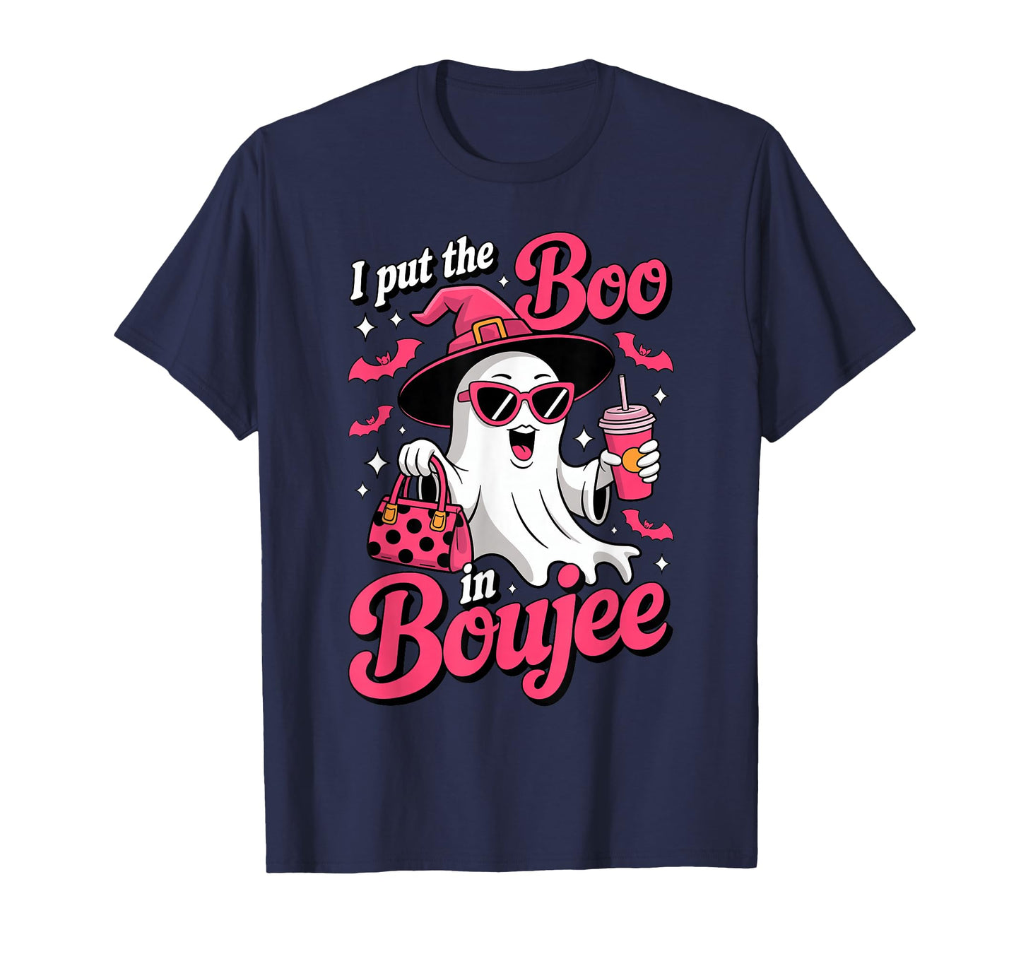 Pink Ghost Boujee Sarcastic Halloween Party Witch Costume T-Shirt
