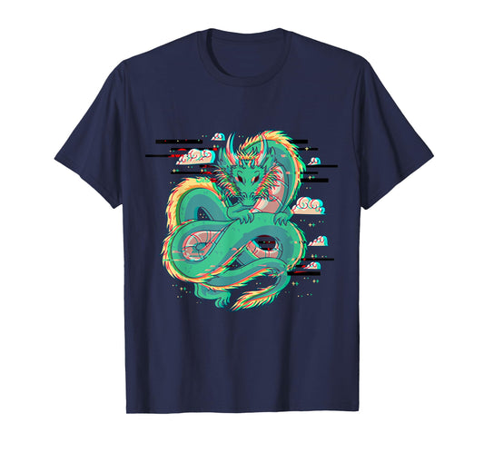 Grunge Dragon Glitch Dragon Aesthetic Style Japan Vaporwave T-Shirt