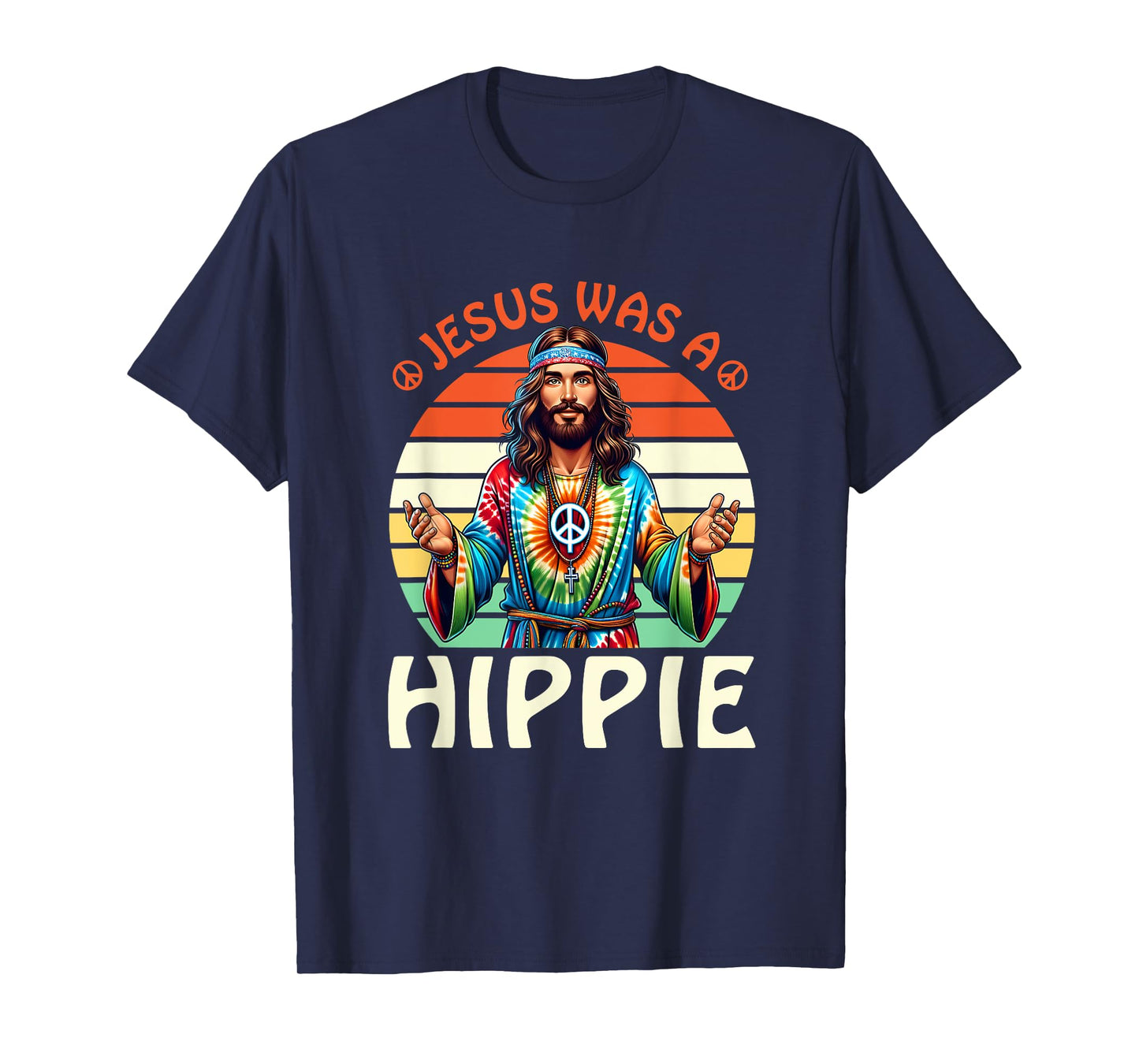 Groovy There Was Jesus Cross Christian Religious Hippie T-Shirt