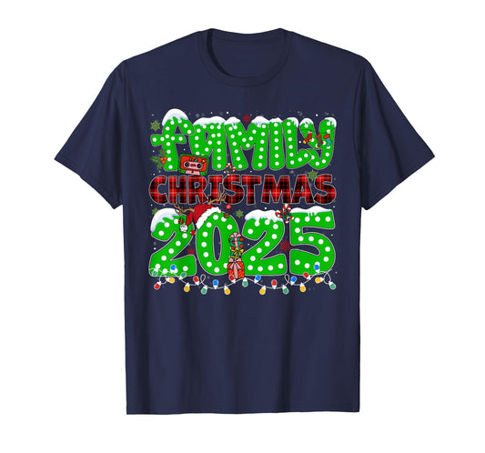 Family Holiday Christmas 2025 Xmas Lights Santa Pajamas T-Shirt