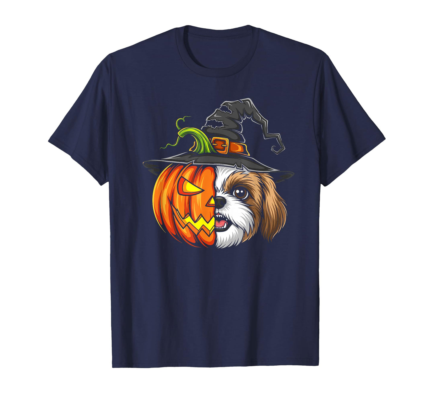 Shih Tzu Pumpkin Jack O Lantern Halloween Kids Mens Womens T-Shirt