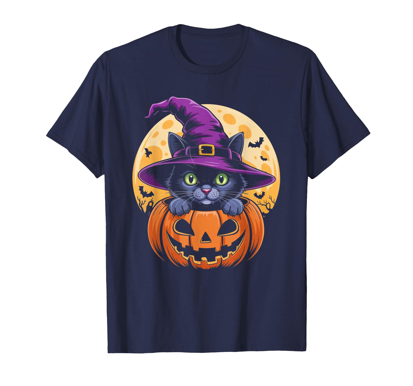 Cat Halloween Pumpkin Black Cat Scarry Spooky Gifts Kids T-Shirt