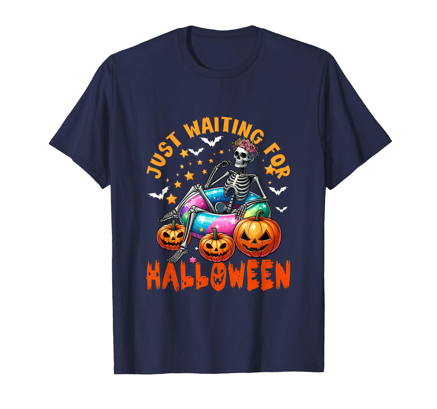 Waiting for Halloween Skeleton Colorful Costume Parties T-Shirt