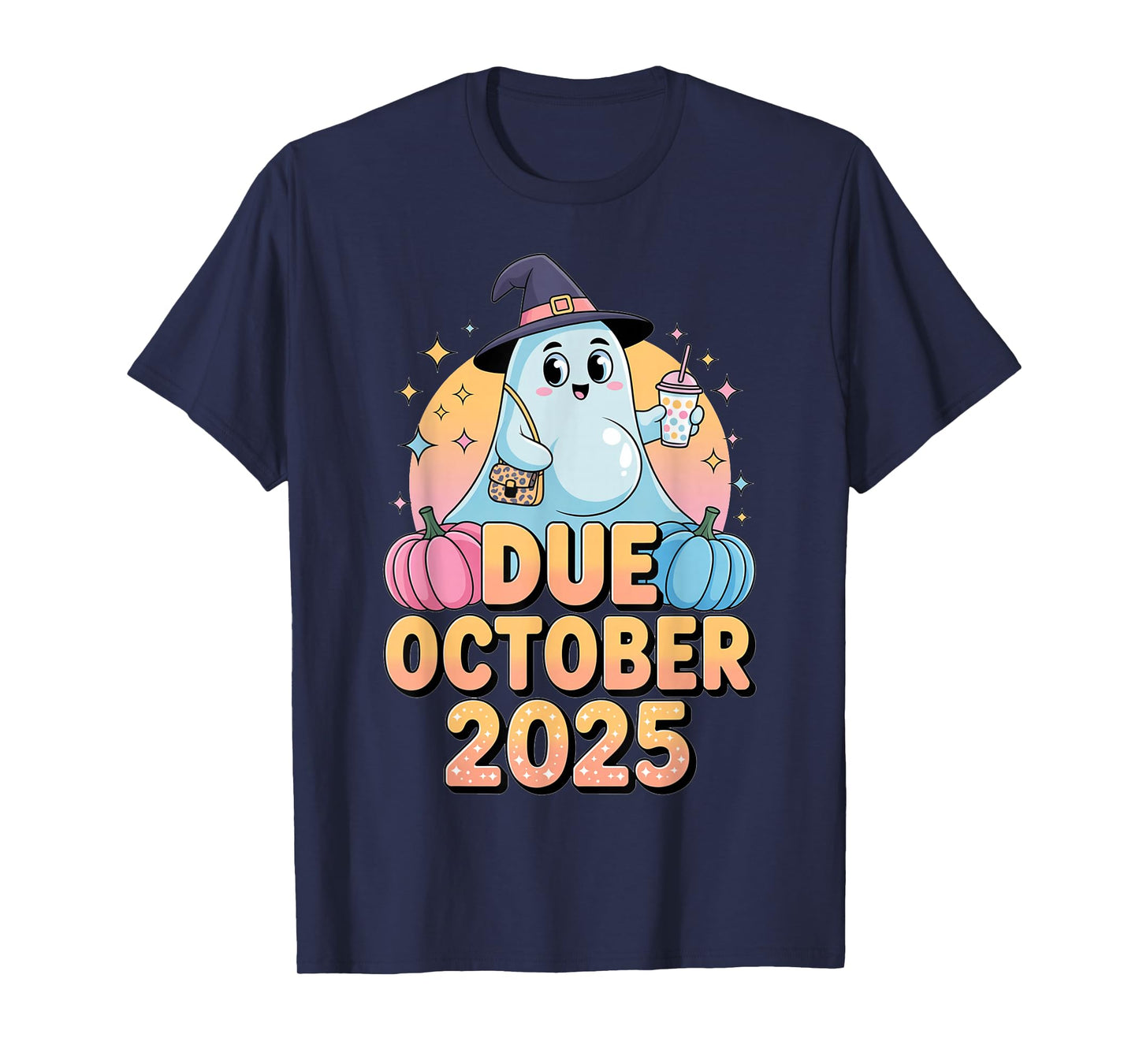 Halloween Pregnant Due October 2025 Mama Ghost Baby Mom T-Shirt
