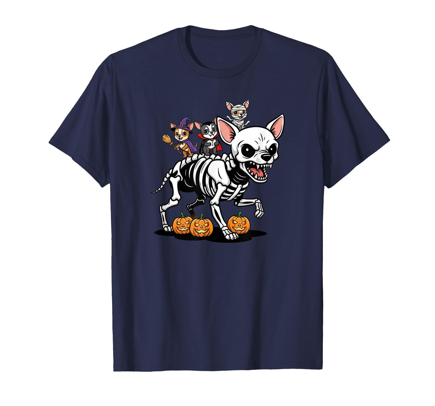 Chihuahua Skeleton Mummy Witch Halloween Kids Mens Womens T-Shirt