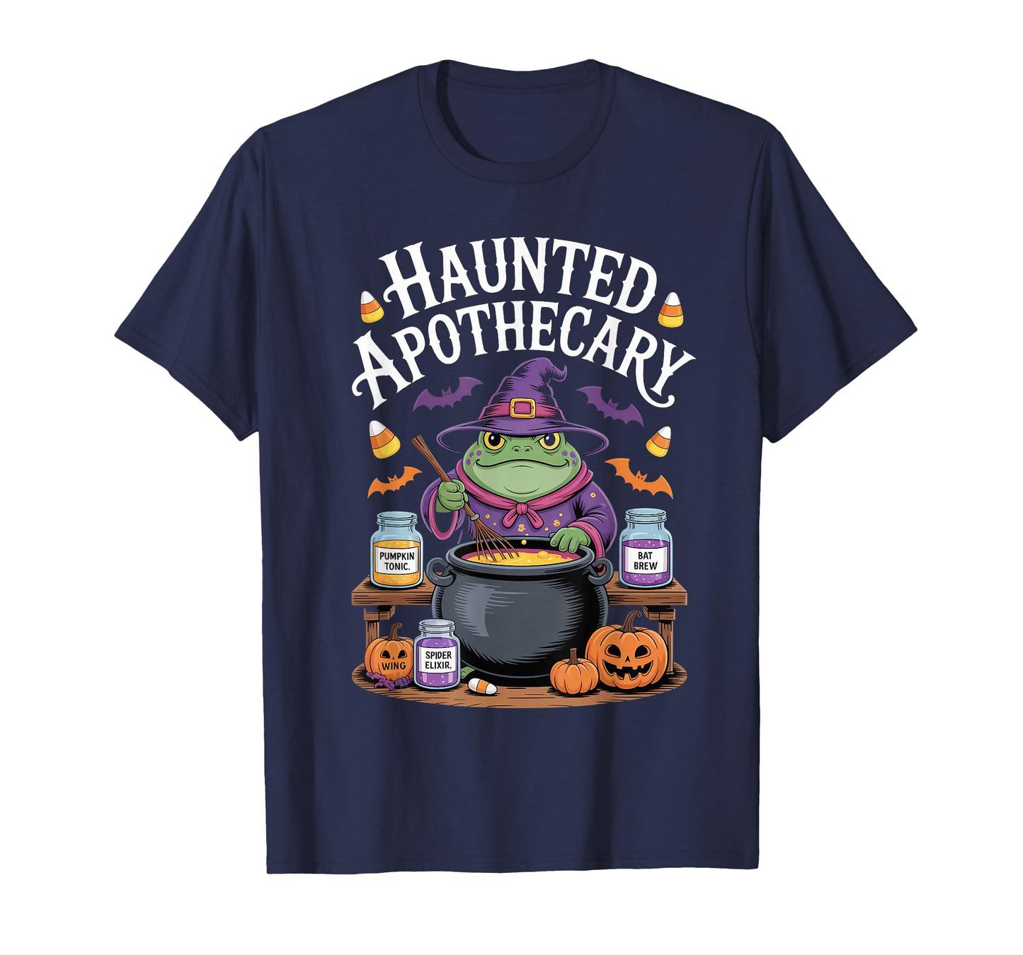 Haunted Apothecary Frog Witch Brew Halloween Spooky T-Shirt