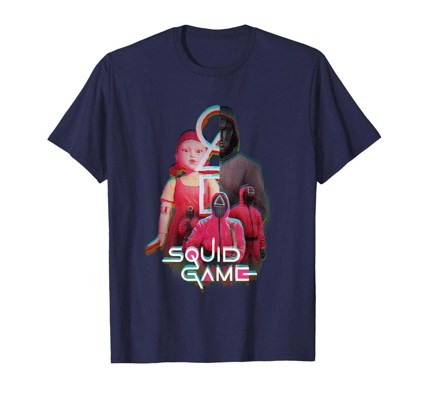 Squid Game 2 Front Man Split Face Glitch Logo T-Shirt