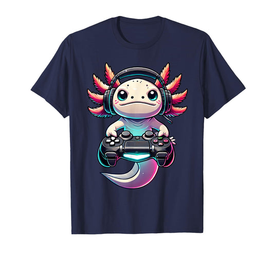 Funny Axolotl Retro Gamer Video Games Boys Girls Kids T-Shirt