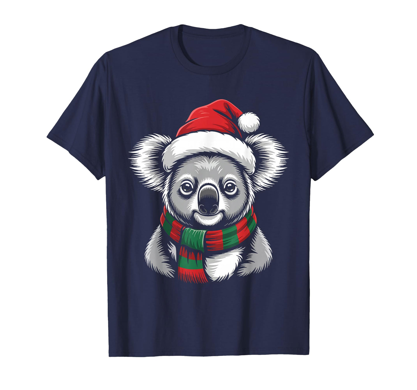 Koala Xmas Santa Hat Scarf Christmas Costume T-Shirt